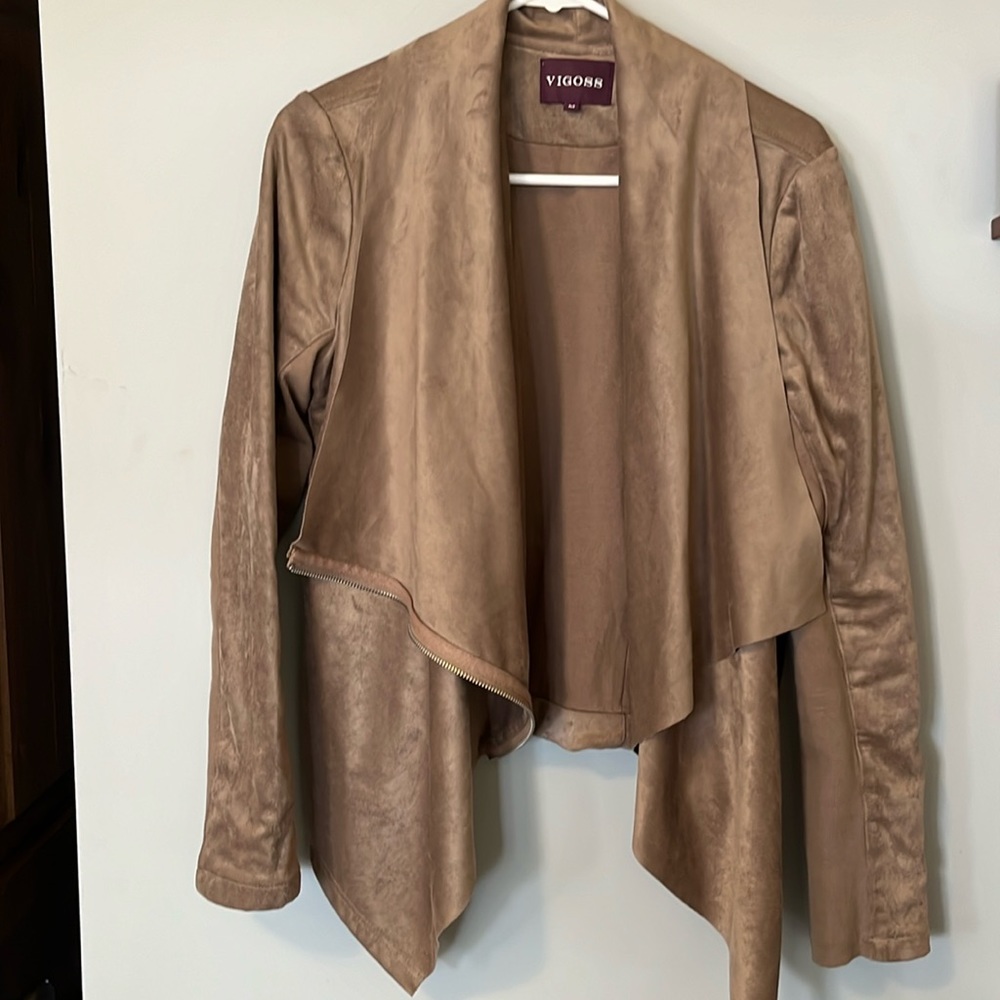 Vigors asymmetrical faux suede wrap jacket size M